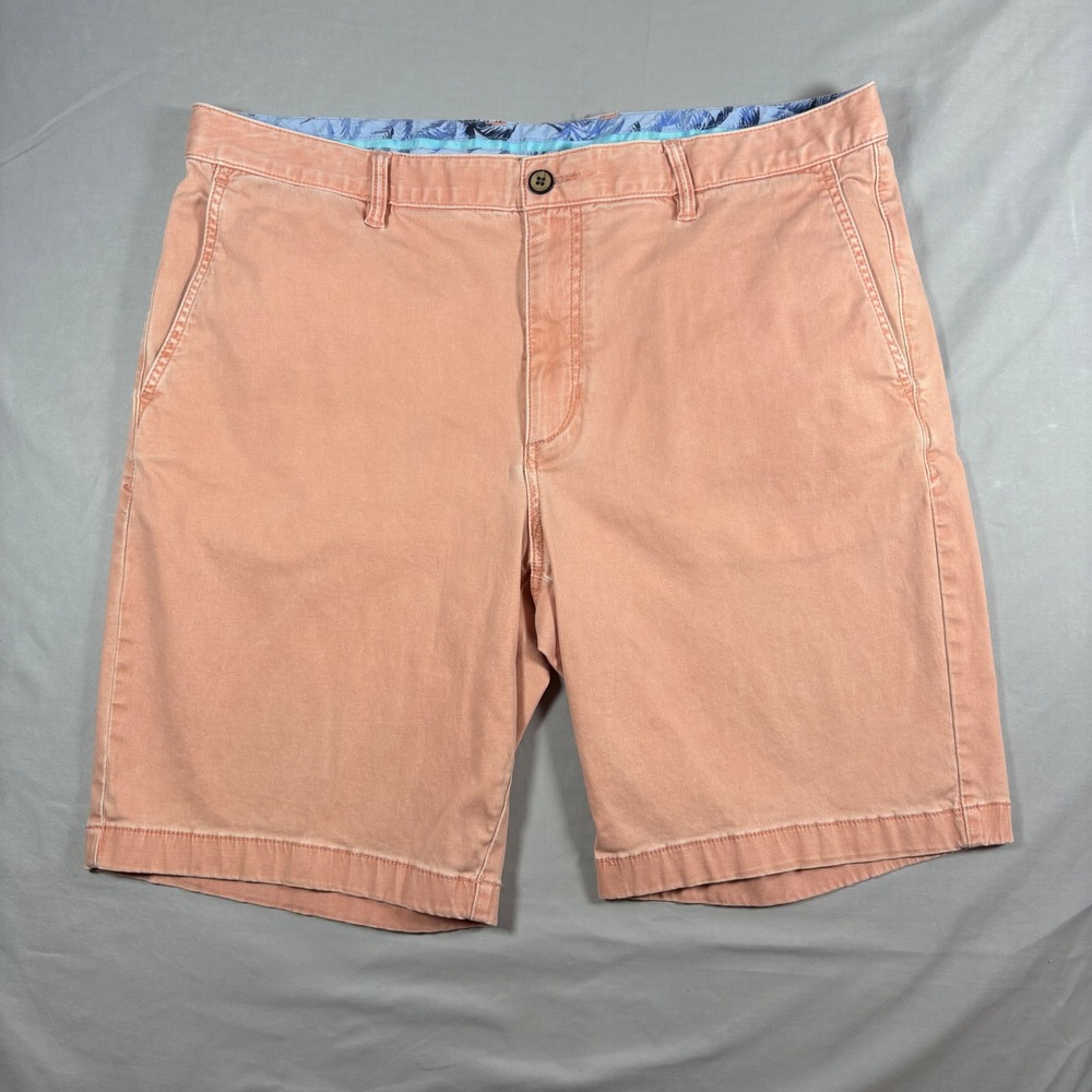 Tommy Bahama Boracay Chino Shorts Mens 38 Salmon Pink Stretch Cotton Flat Front